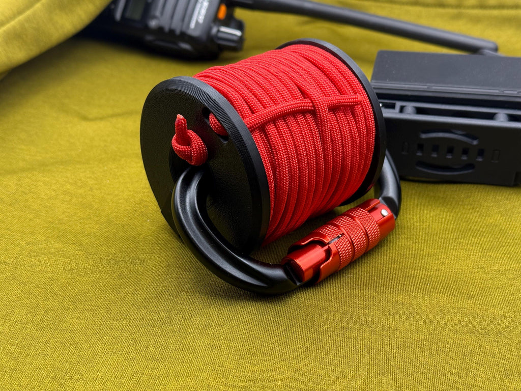Rapid Line Deployment System,  Compact Paracord Reel & Carabiner