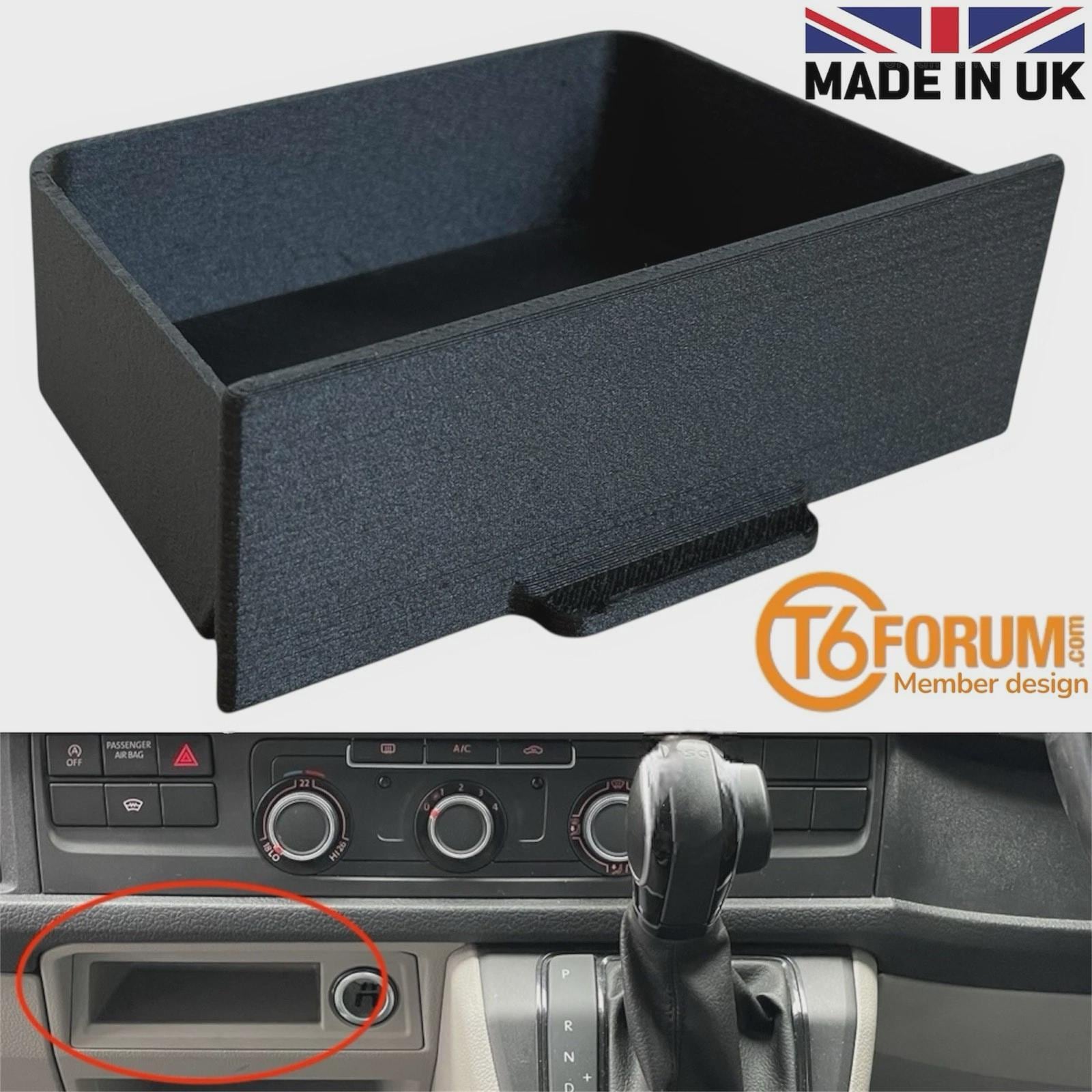 VW T6 Cubby Drawer, Vee Dub Transporter T6 Dash Centre Drawer