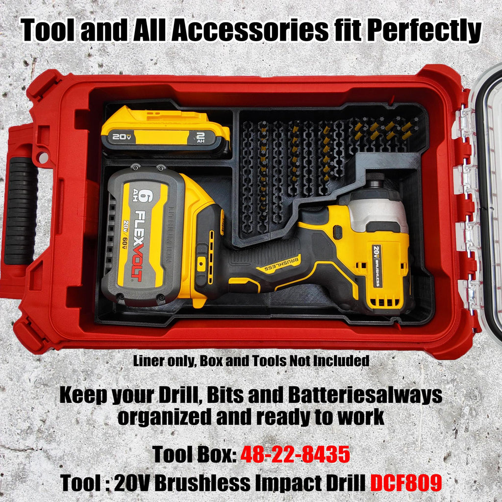 Dewalt 18v 20v Brushless Impact (DCF809) Organizer for Milwaukee Compact Packout