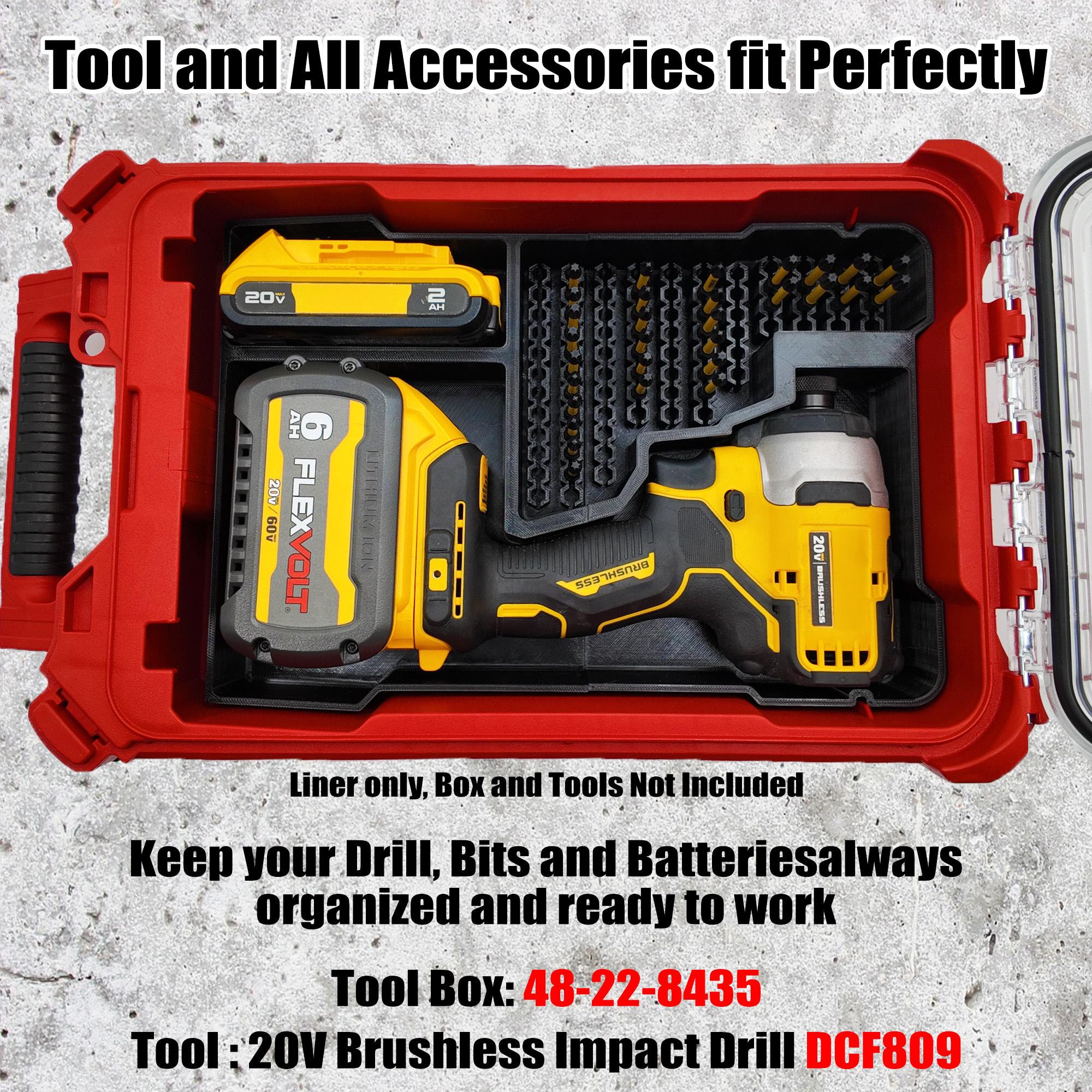 Dewalt 18v 20v Brushless Impact (DCF809) Organizer for Milwaukee Compact Packout