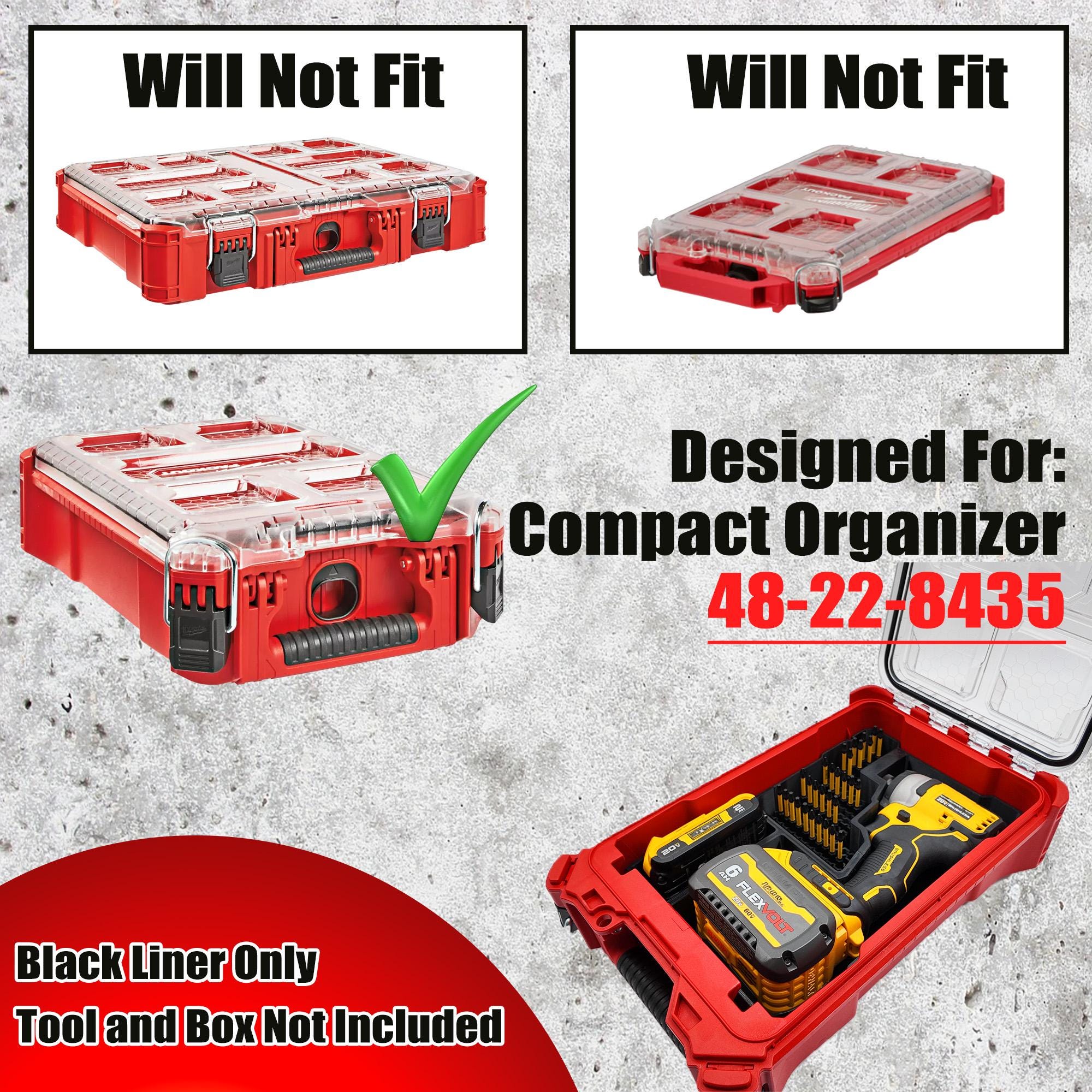 Dewalt 18v 20v Brushless Impact (DCF809) Organizer for Milwaukee Compact Packout