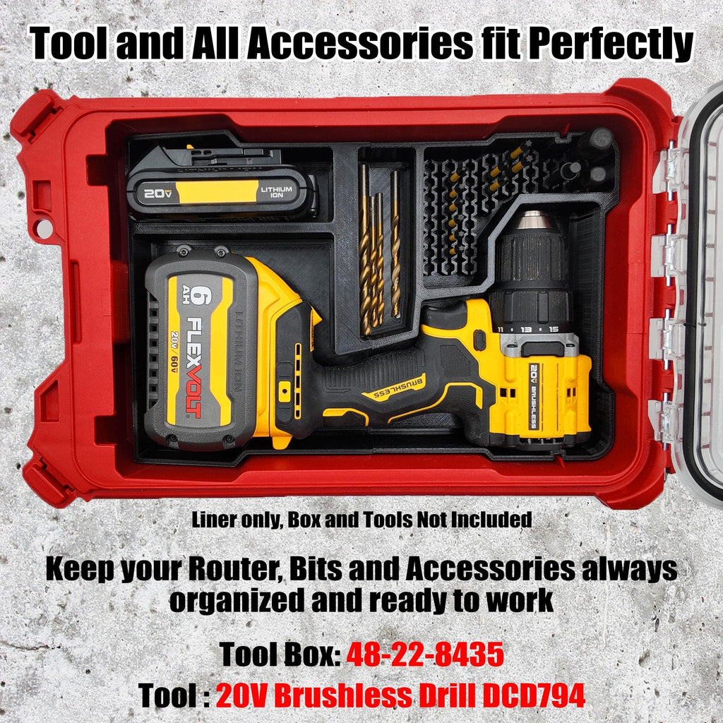 Dewalt 18v 20v Brushless Drill (DCD794) Organizer for Milwaukee Compact Packout