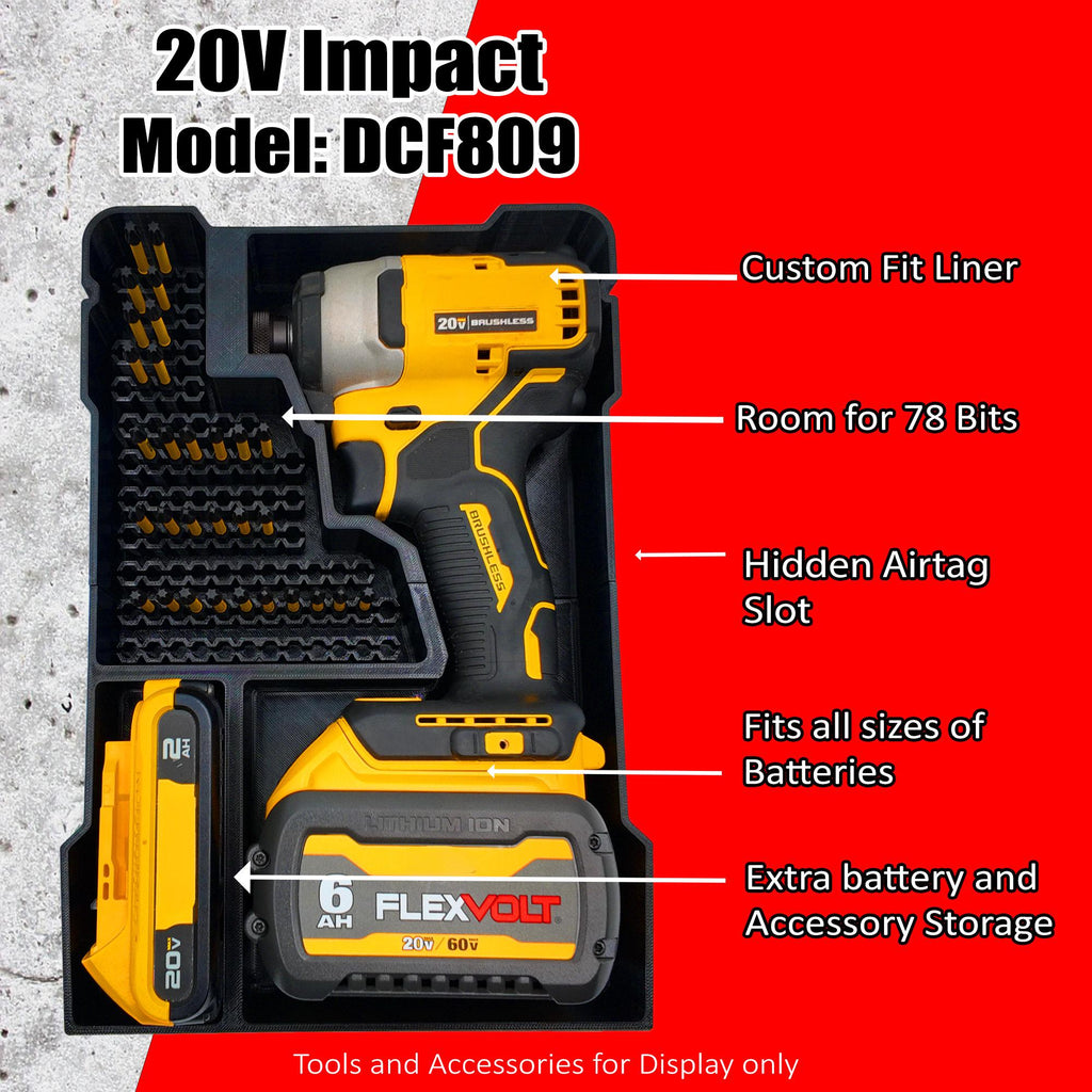 Dewalt 18v 20v Brushless Impact (DCF809) Organizer for Milwaukee Compact Packout