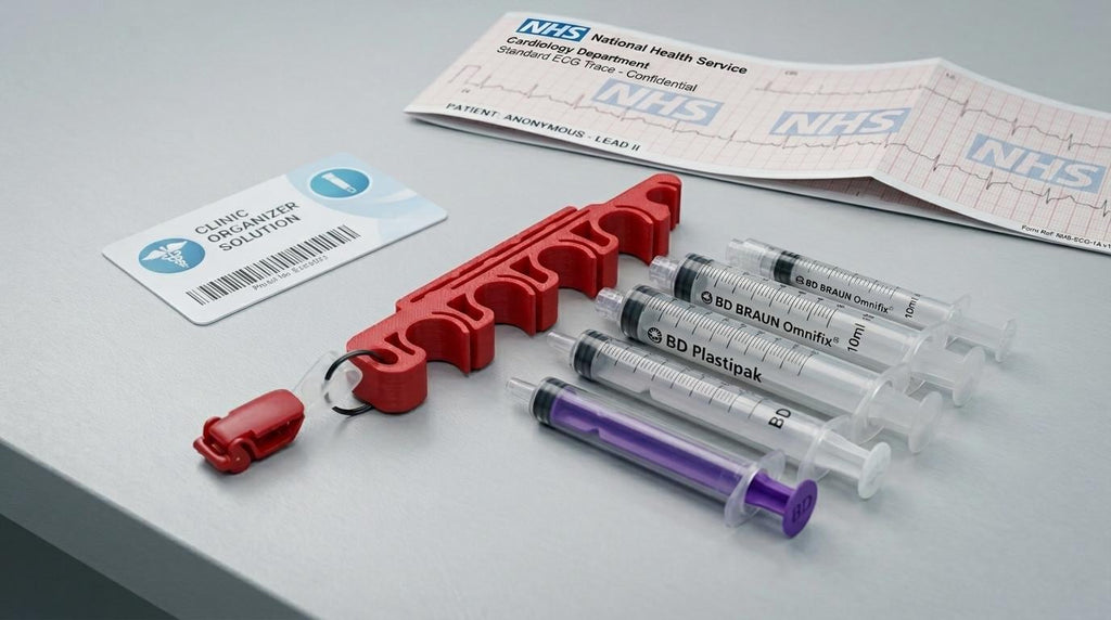 PrepClip Syringe Holder | 5-Slot Clip for Nurses, Paramedics and Hospital Staff | ECG & ID Card Slot