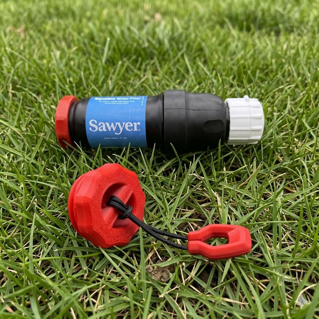 Sawyer Squeeze Filter Cap Low Profile with HiViz Lanyard