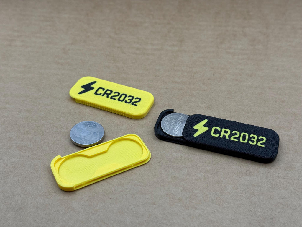 CR2032 Battery Holder Pack of 2 High-Vis Coin Cell Battery Case for Cycling EDC Travel – Made in UK