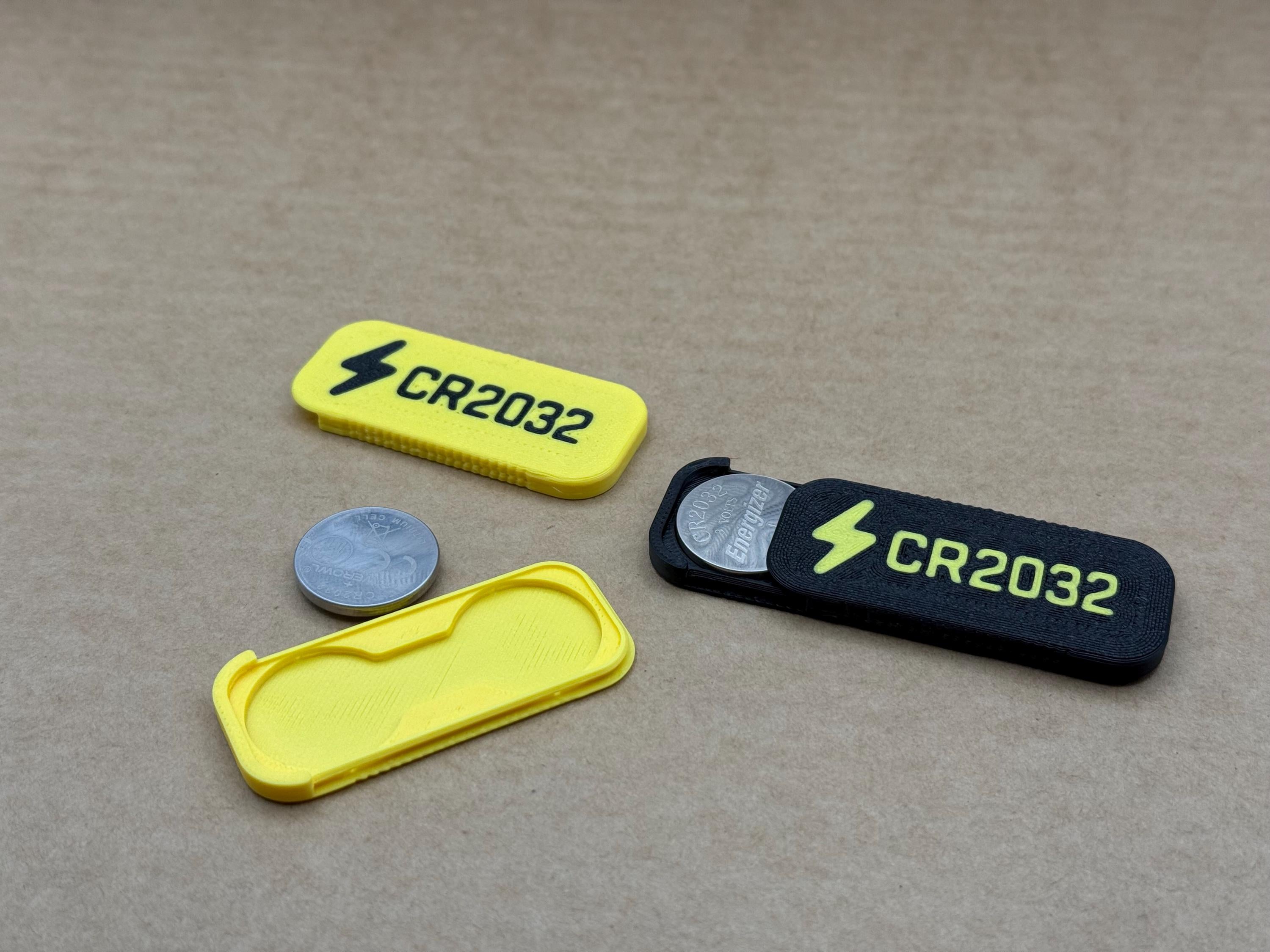 CR2032 Battery Holder Pack of 2 High-Vis Coin Cell Battery Case for Cycling EDC Travel – Made in UK