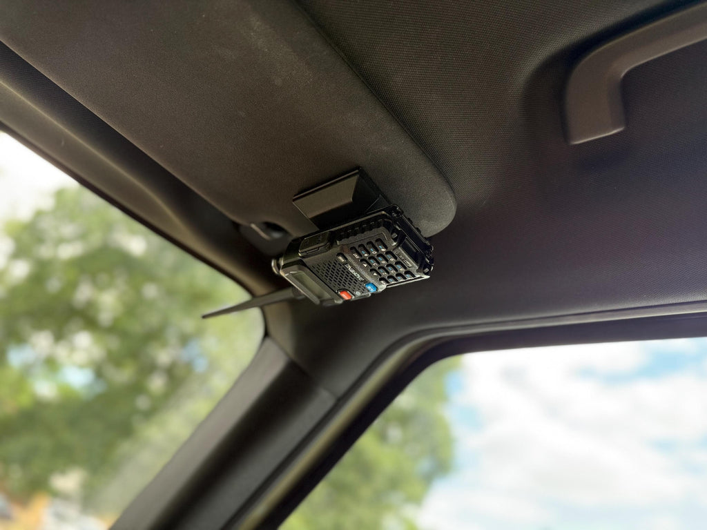 Universal Radio Sun Visor Mount | Mobile Radio Holder for Car, Truck, SUV | Sun visor holder for Walkie Talkie