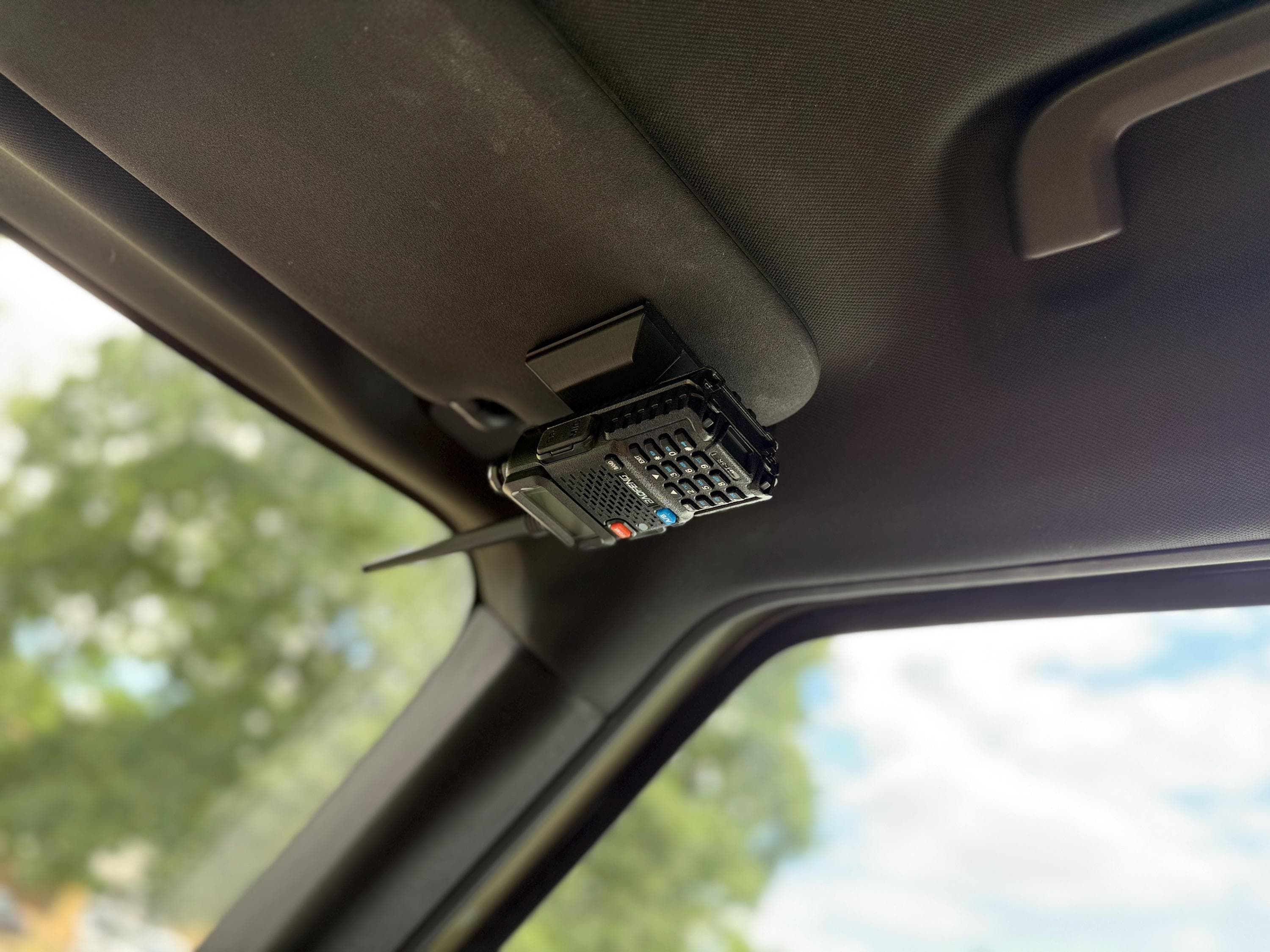 Universal Radio Sun Visor Mount | Mobile Radio Holder for Car, Truck, SUV | Sun visor holder for Walkie Talkie