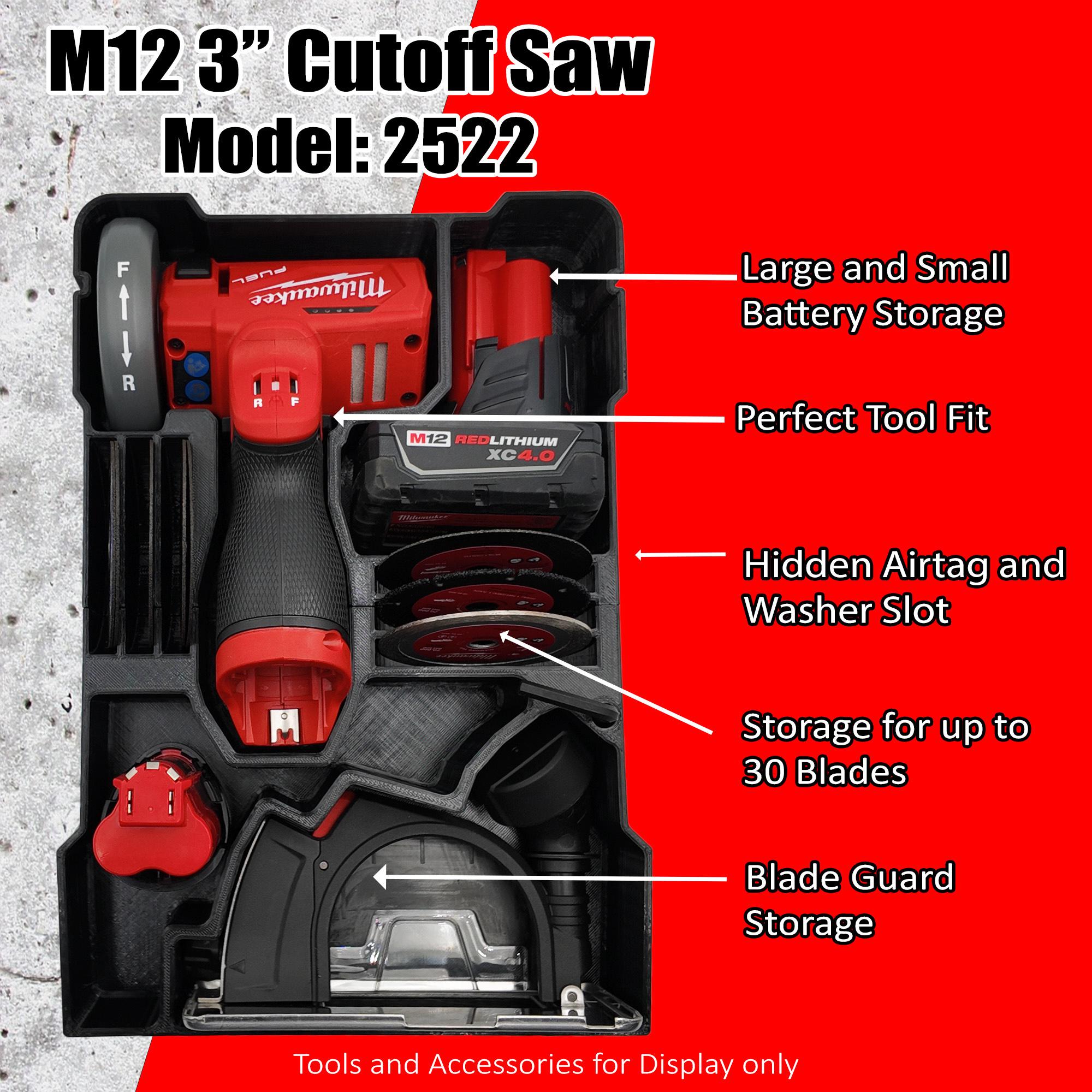 Milwaukee M12 3" 2522 Cut Off Tool 76mm INSERT for Packout Single Organizer