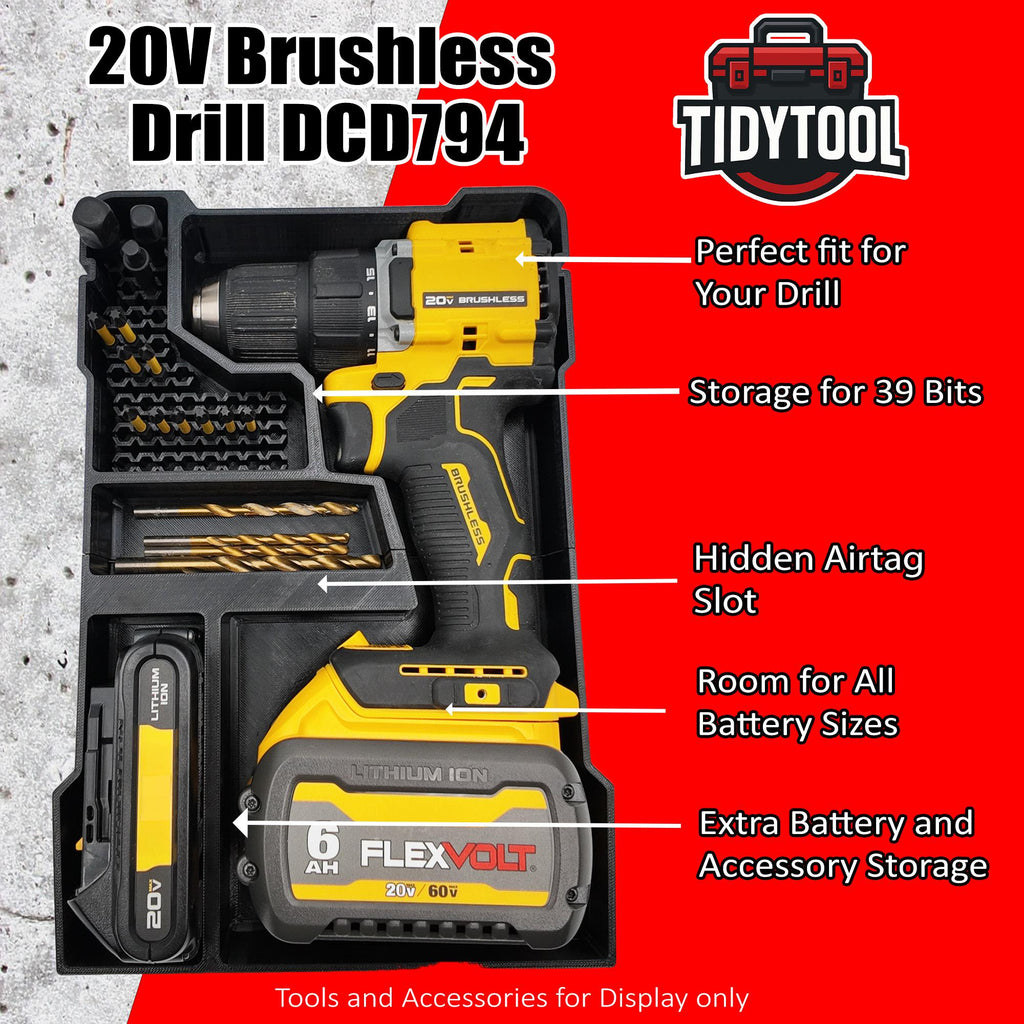 Dewalt 18v 20v Brushless Drill (DCD794) Organizer for Milwaukee Compact Packout