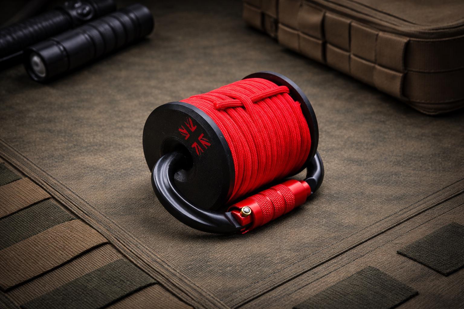 Rapid Line Deployment System,  Compact Paracord Reel & Carabiner