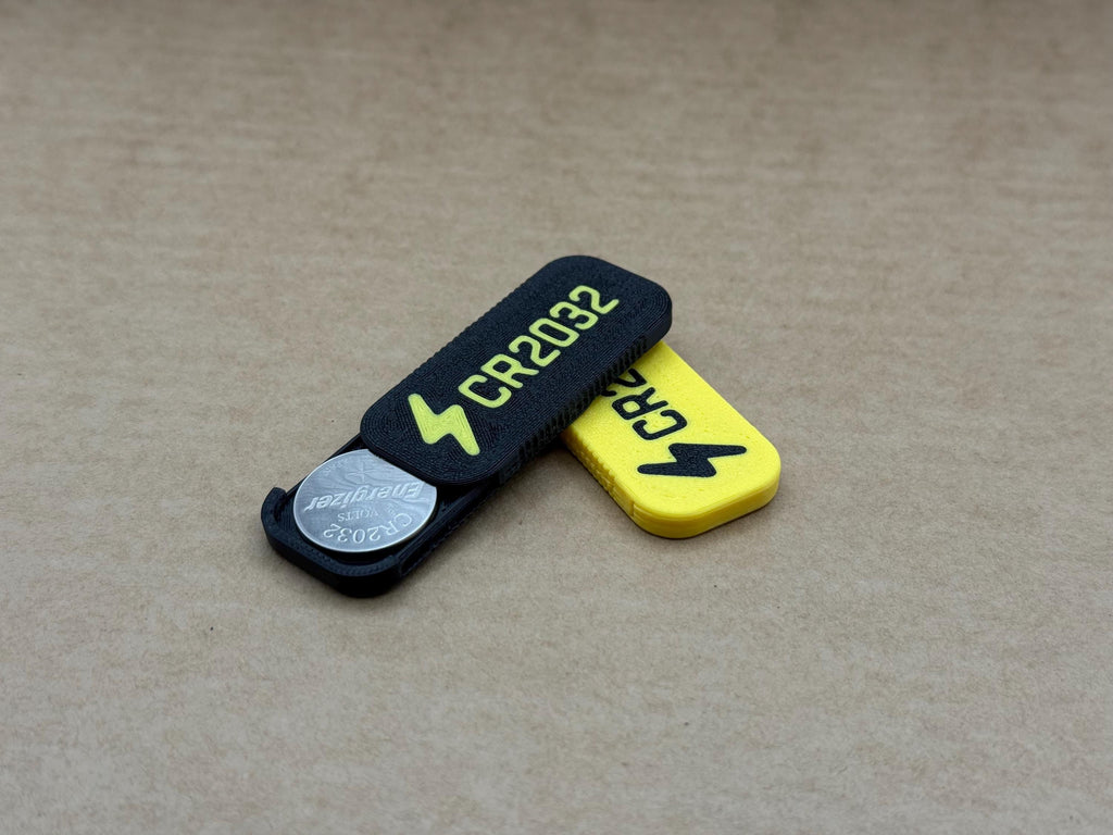 CR2032 Battery Holder Pack of 2 High-Vis Coin Cell Battery Case for Cycling EDC Travel – Made in UK