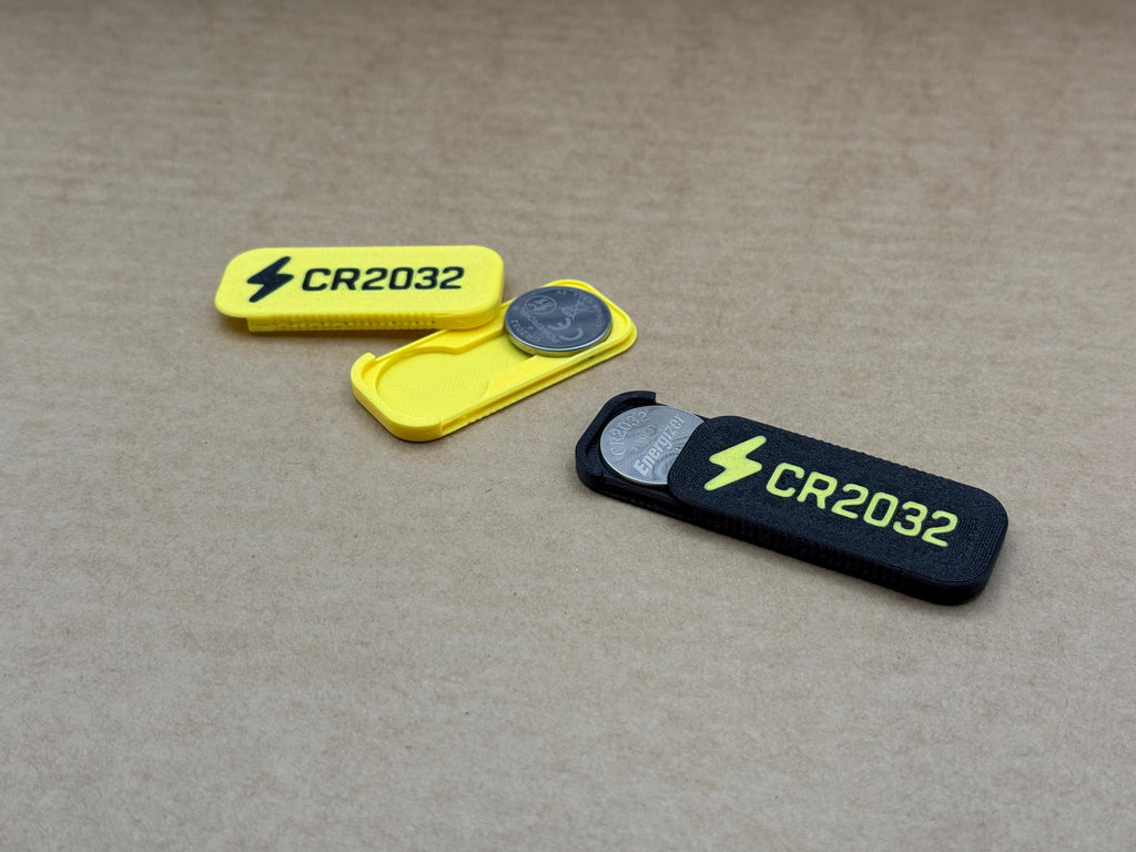 CR2032 Battery Holder Pack of 2 High-Vis Coin Cell Battery Case for Cycling EDC Travel – Made in UK